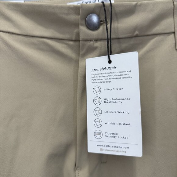 NEW Collars & Co Apex Tech Pant 38x32 Lt Beige  Performance Stretch Tailored Fit - Picture 5 of 9
